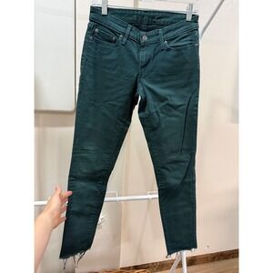 Levis 710 Super Skinny Jeans Womens 26 Forest Green Raw Hem Stretch Denim 05411